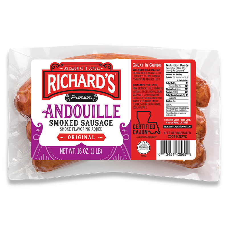 Original Andouille Smoked Sausage - Richard's Cajun Foods